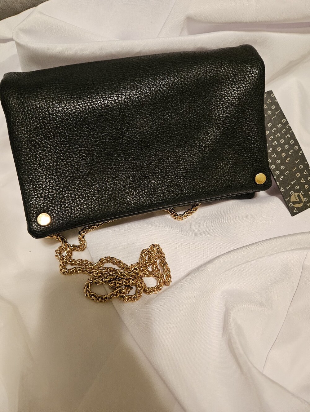 Street Level Pebbled Convertible Crossbody Clutch Interwove Gold Chain Bag